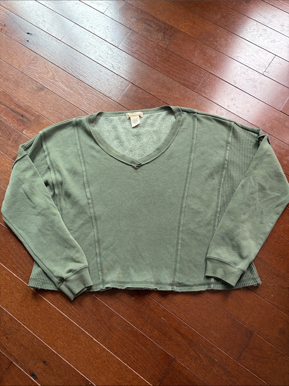 Altar'd State Olive Green V-Neck Relaxed Sweatshirt